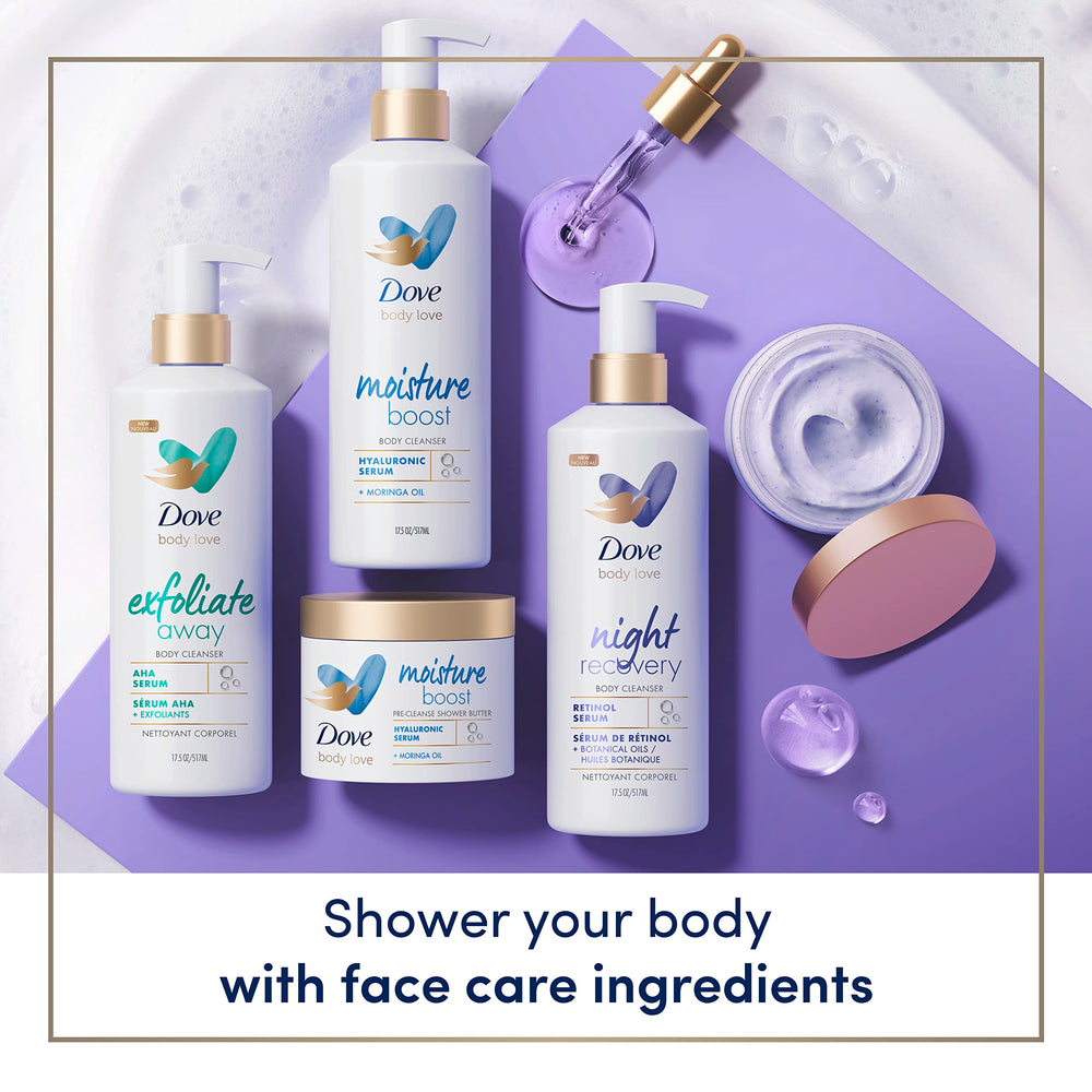 Ingredients list shown on Dove Night Recovery packaging highlights retinol and botanicals.