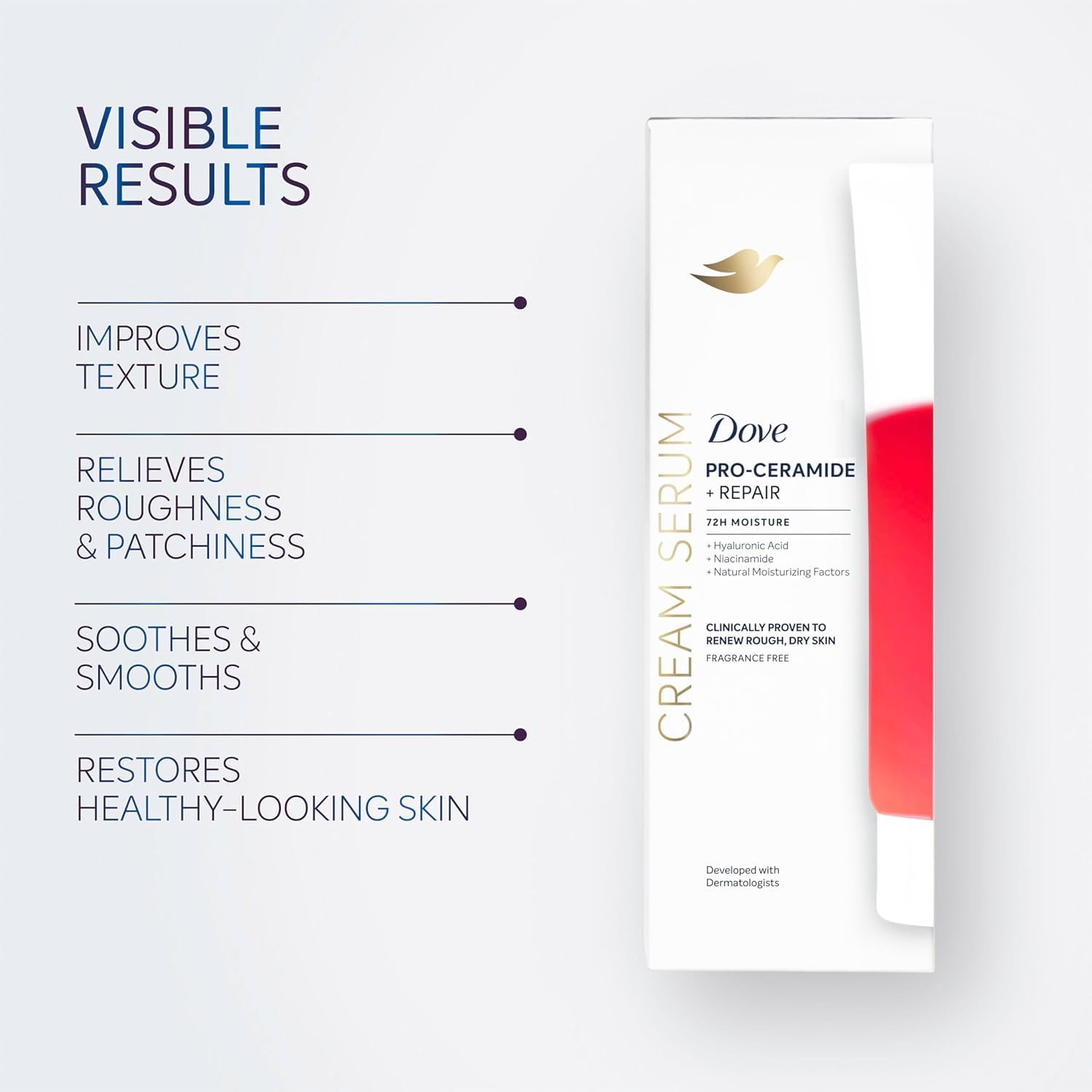 Dove body serum portrait usage showing all-over hydration.