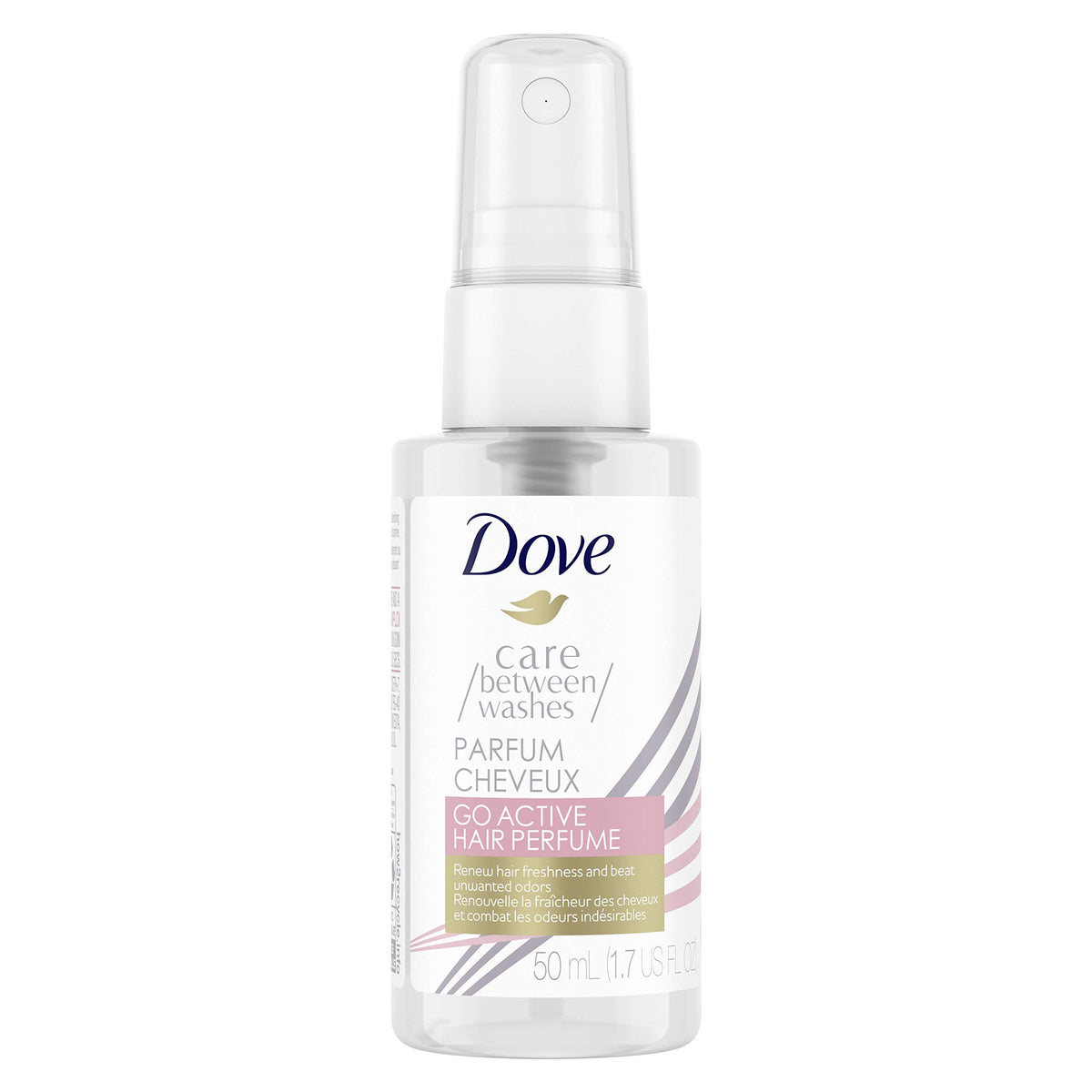 Dove Care Between Washes bottle showing the refreshing white tea and jasmine fragrance.