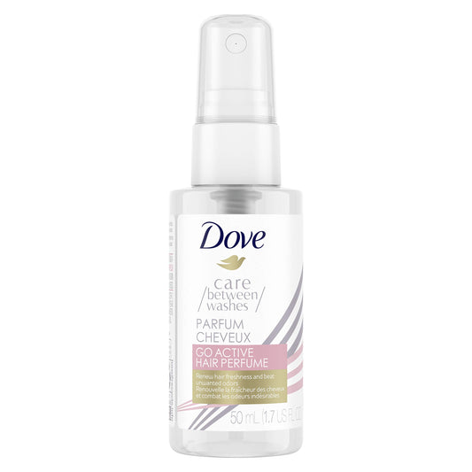 Dove Care Between Washes bottle showing the refreshing white tea and jasmine fragrance.