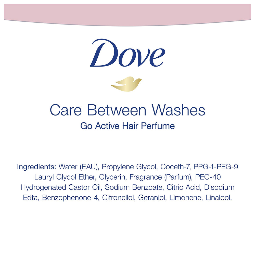 Dove Care Between Washes packaging highlighting compact, travel-ready design.