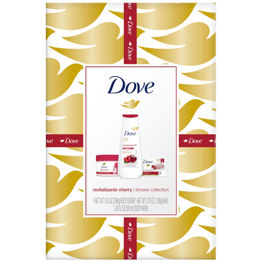 Dove Cherry & Chia Milk Body Wash bottle with hydrating lather for soft skin.