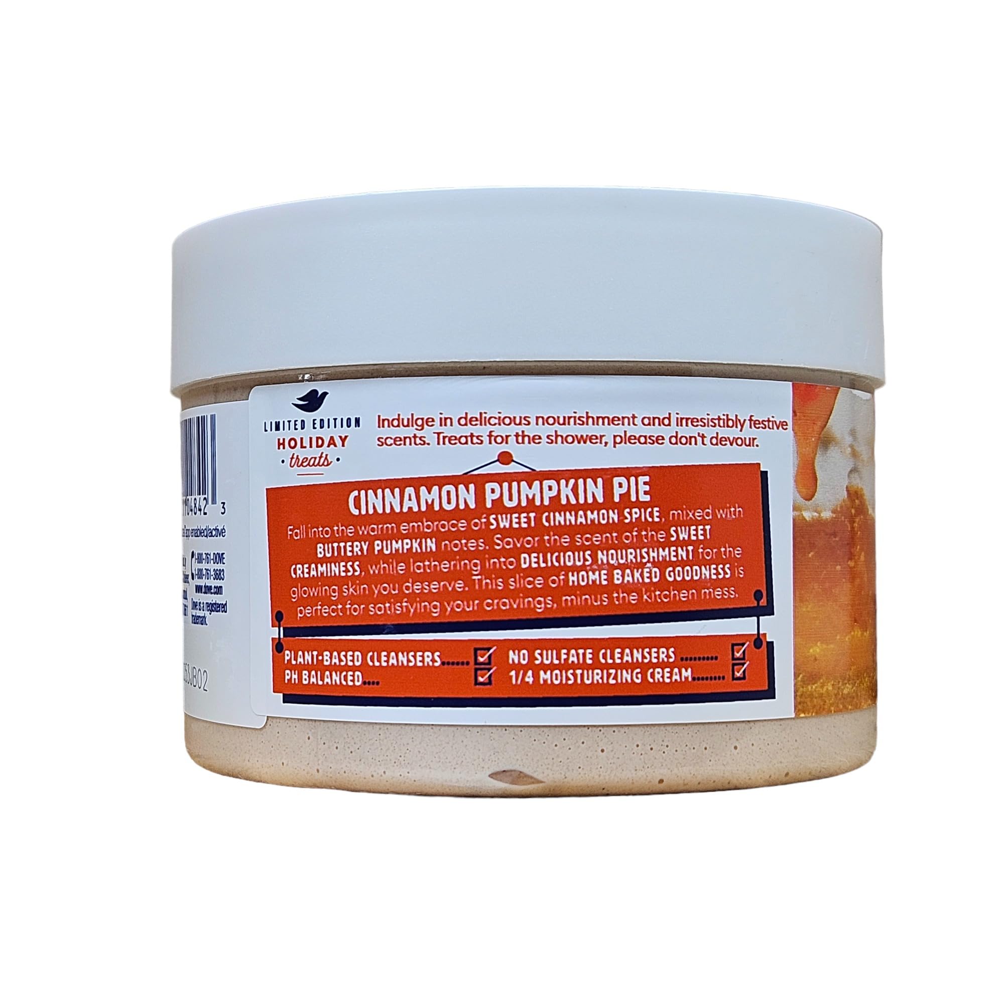 Dove Cinnamon Pumpkin Pie Body Scrub lathering action demonstrates luxurious exfoliation during a shower