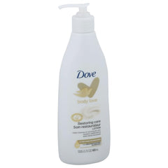 Dove Cleansing Lotion Restoring Care bottle closeup highlighting hydrating formula for everyday moisture