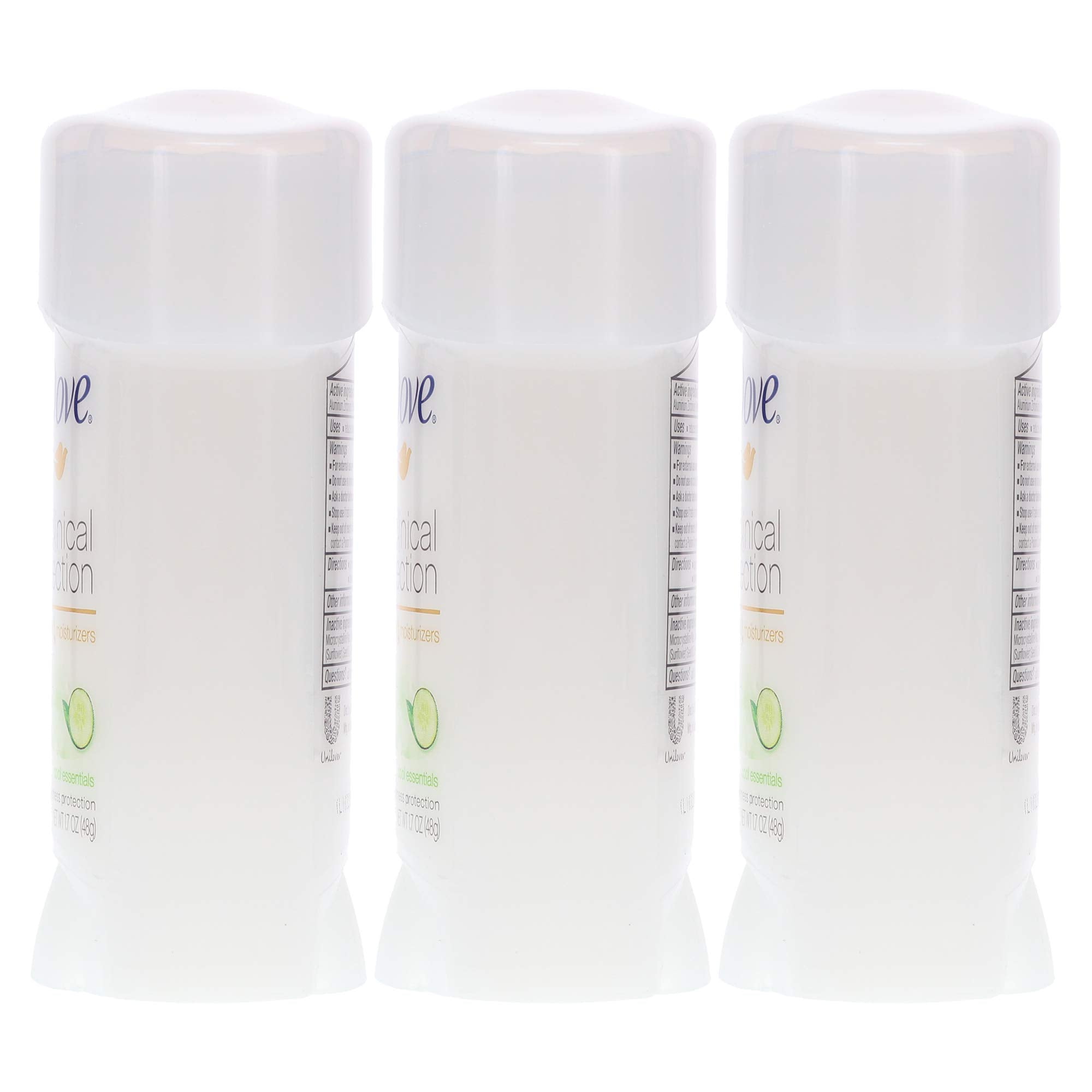 Dove Clinical Protection Cool Essentials label detail highlights moisturizing formula
