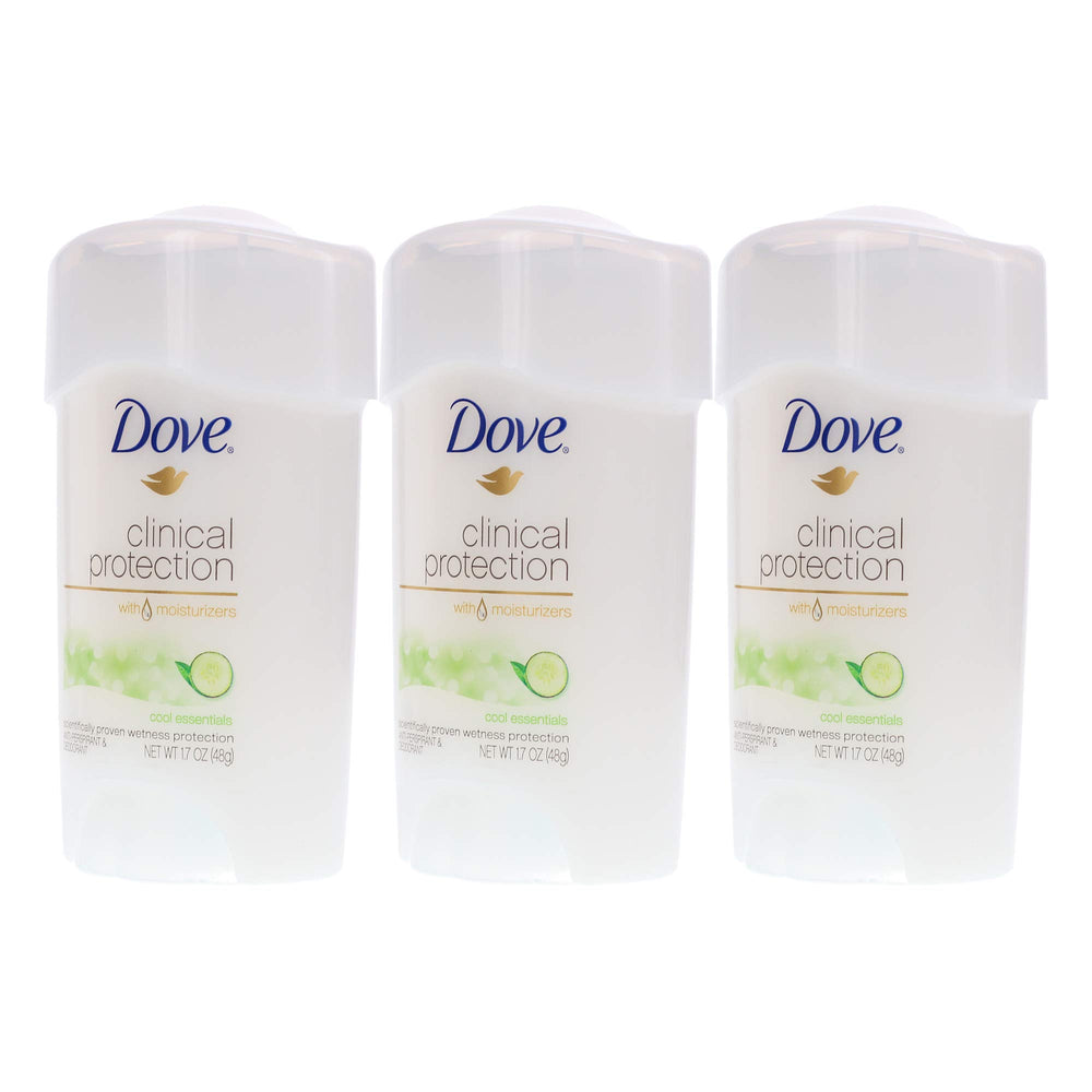 Dove Clinical Protection Cool Essentials three-pack packaging for convenient daily protection