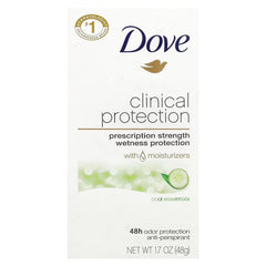 Dove Clinical Protection Cool Essentials deodorant stick with long-lasting odor control.