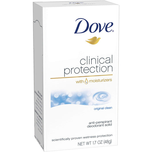 Dove Clinical Protection Original Clean deodorant bottle for daily use.