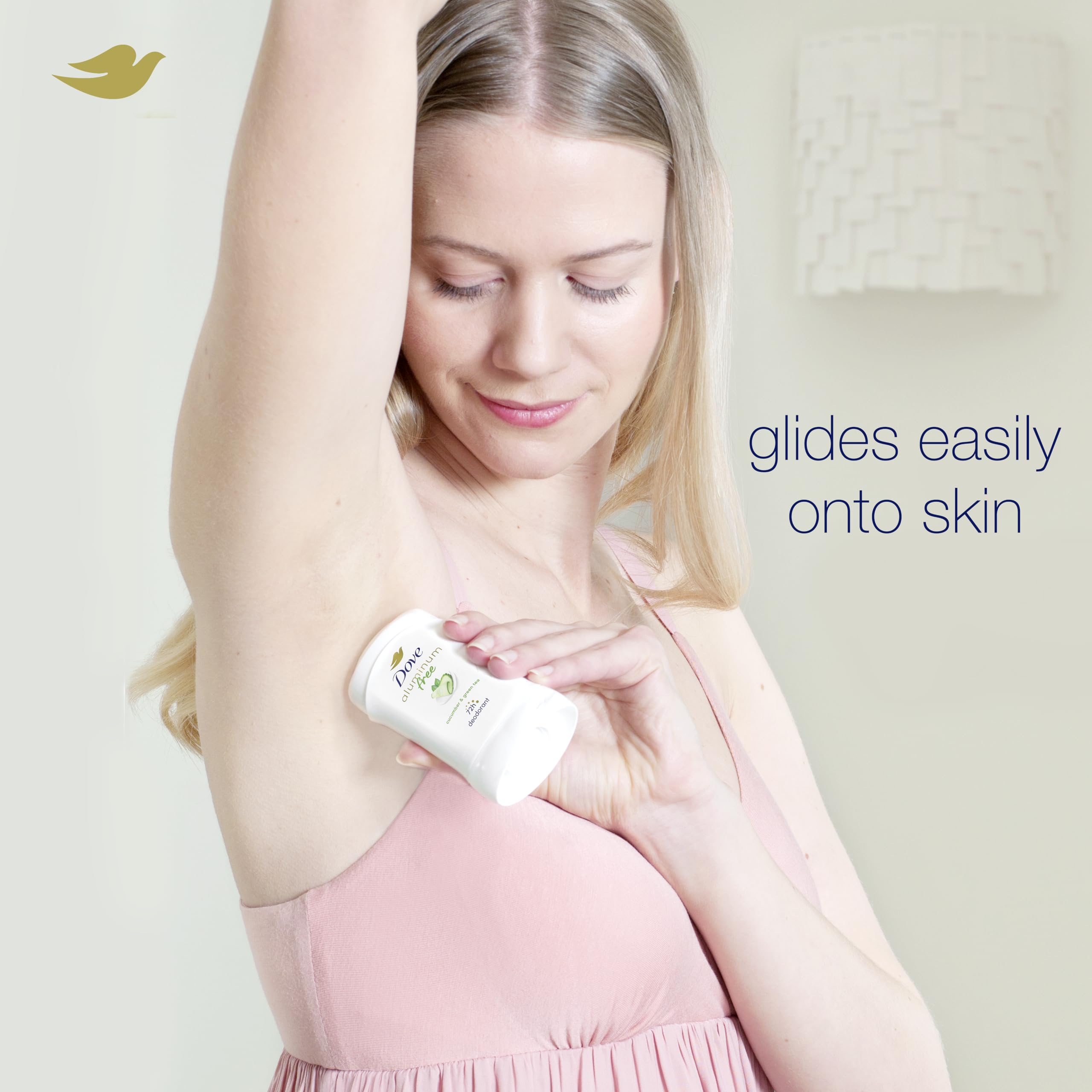 Compact Dove deodorant stick designed for travel and purse storage.