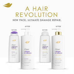 Dove conditioner pump closeup demonstrates easy application and detangling
