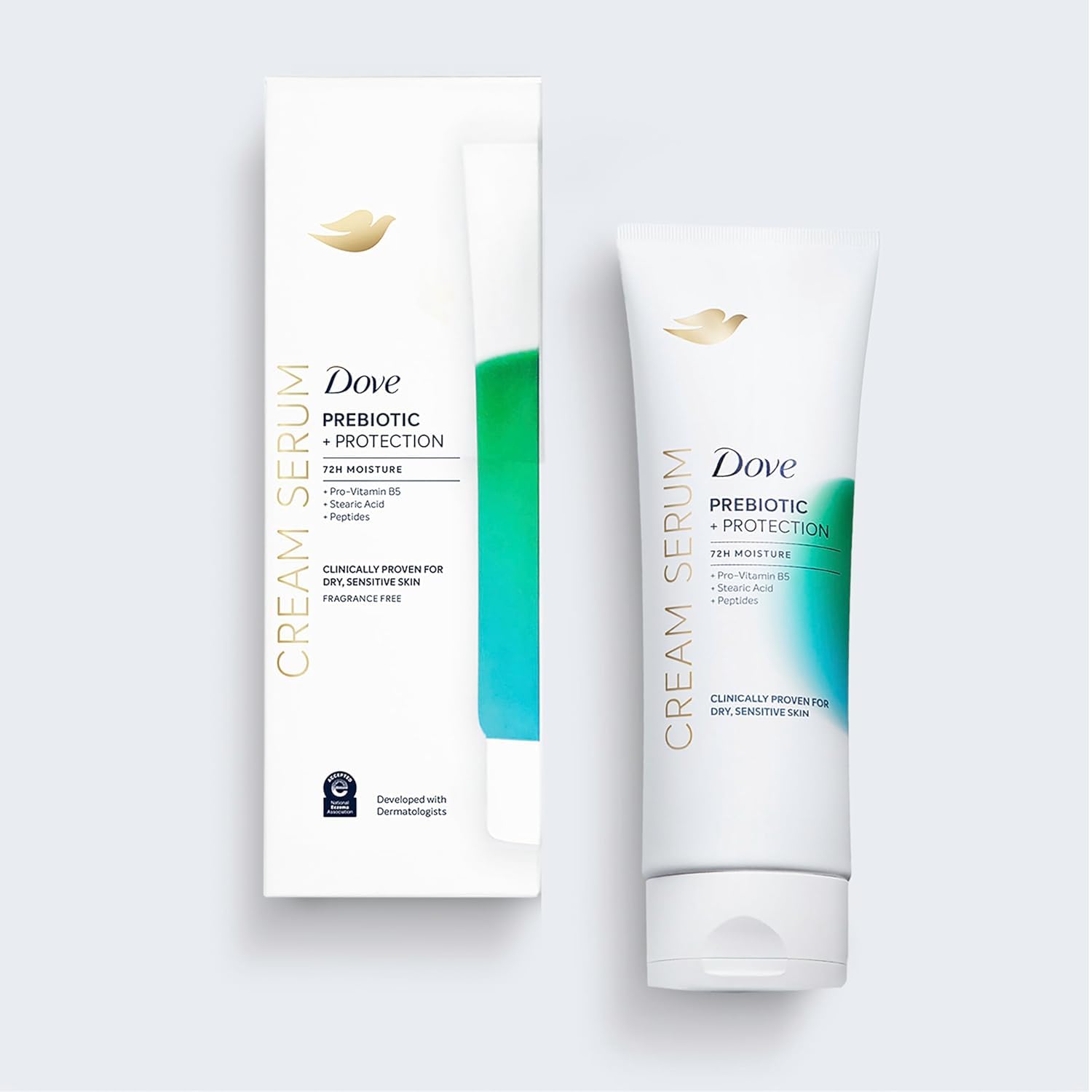 Dove Cream Serum on dry skin area showing improved texture