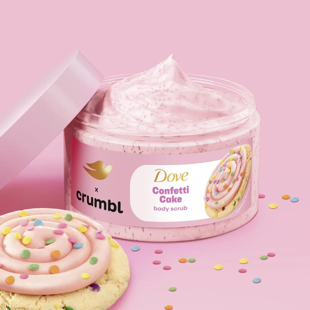 Dove Crumbl Confetti Cake gift set open display, ready for gifting