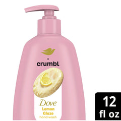 Dove Crumbl Lemon Glaze hand wash bottle with pump close-up for easy daily cleansing