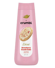 Dove Crumbl Strawberry Crumb Cake body wash bottle with berry scent for daily hydration