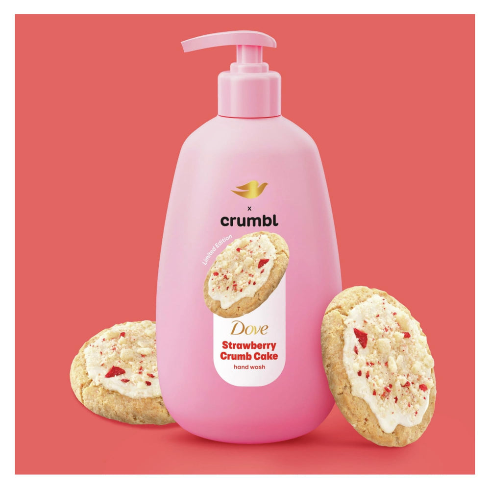 Close-up of vanilla glaze notes in Dove Crumbl hand wash aroma.