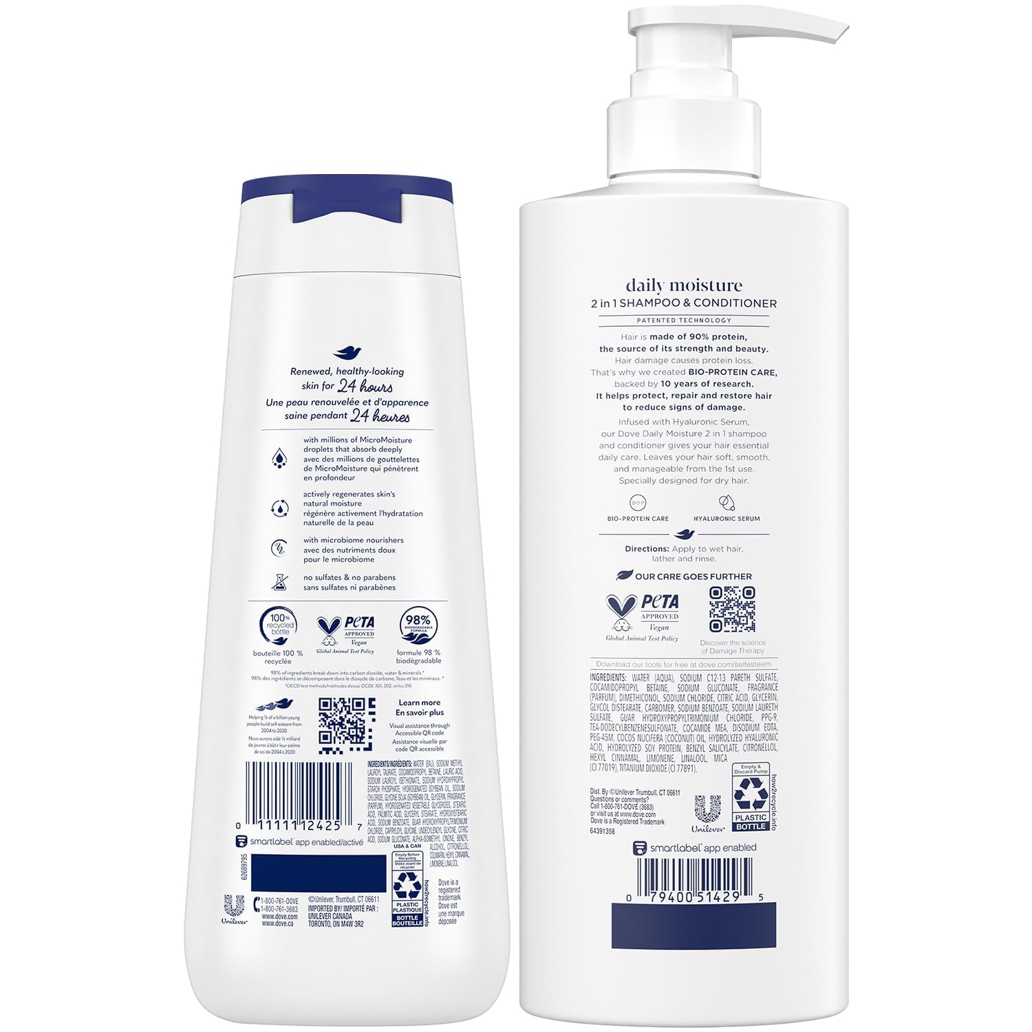 Dove Daily Moisture 2-in-1 conditioner bottle for smoother hair