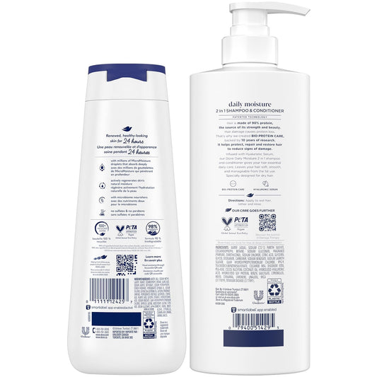 Dove Daily Moisture 2-in-1 conditioner bottle for smoother hair