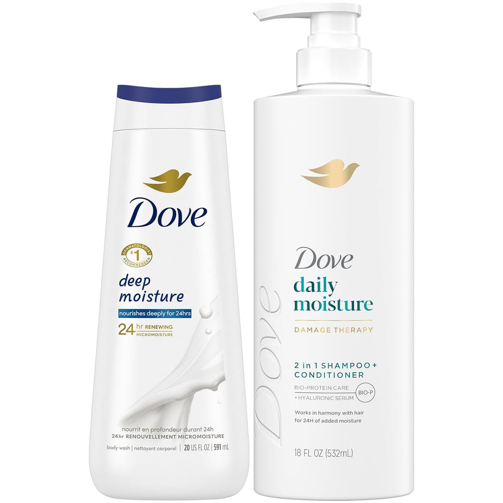 Dove Daily Moisture 2-in-1 shampoo bottle for hydrated hair