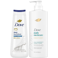 Dove Daily Moisture 2-in-1 shampoo bottle for hydrated hair