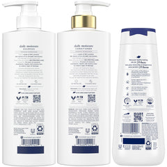 Dove Daily Moisture Conditioner bottle highlights smoother, frizz-controlled hair with rich moisture.