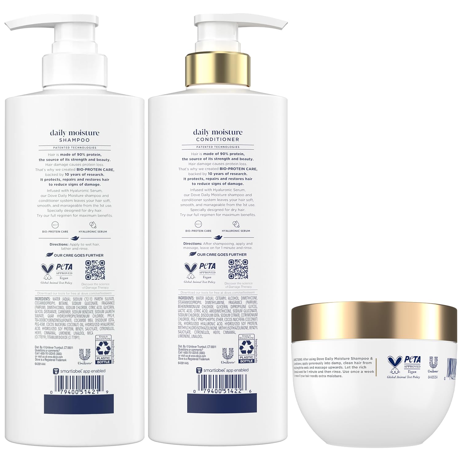 Dove Daily Moisture Conditioner pump bottle delivering frizz-free softness.