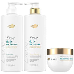 Dove Daily Moisture Shampoo pump bottle delivering smooth, hydrated hair.