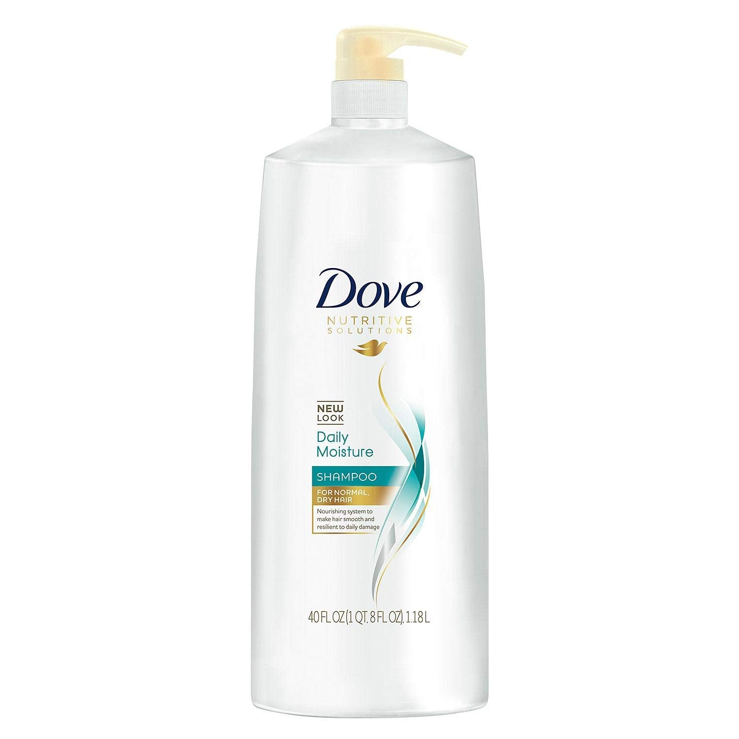 Dove Damage Therapy Daily Moisture Shampoo with pump for effortless daily cleansing and hydration.