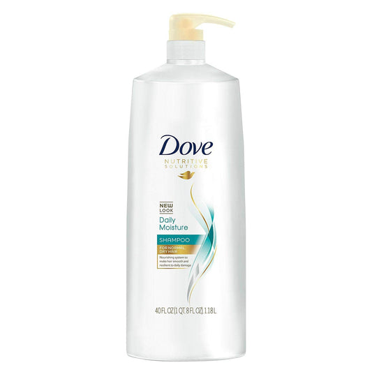 Dove Damage Therapy Daily Moisture Shampoo with pump for effortless daily cleansing and hydration.