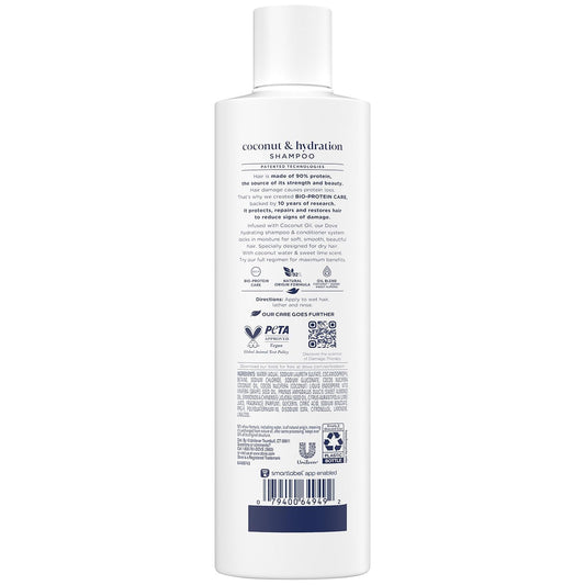 Dove Damage Therapy Shampoo 6-pack product shot highlights Hydration for dry hair.
