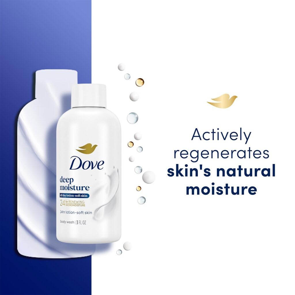 Dove Deep Moisture travel bottle pour for easy on-the-go application.