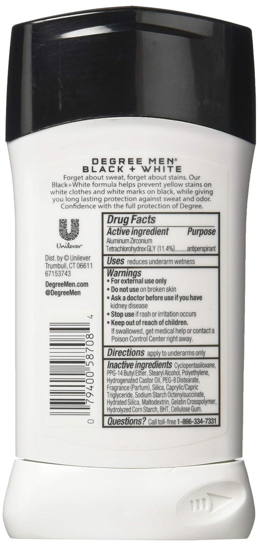Back view of Dove Degree deodorant; anti-yellow stains and white marks