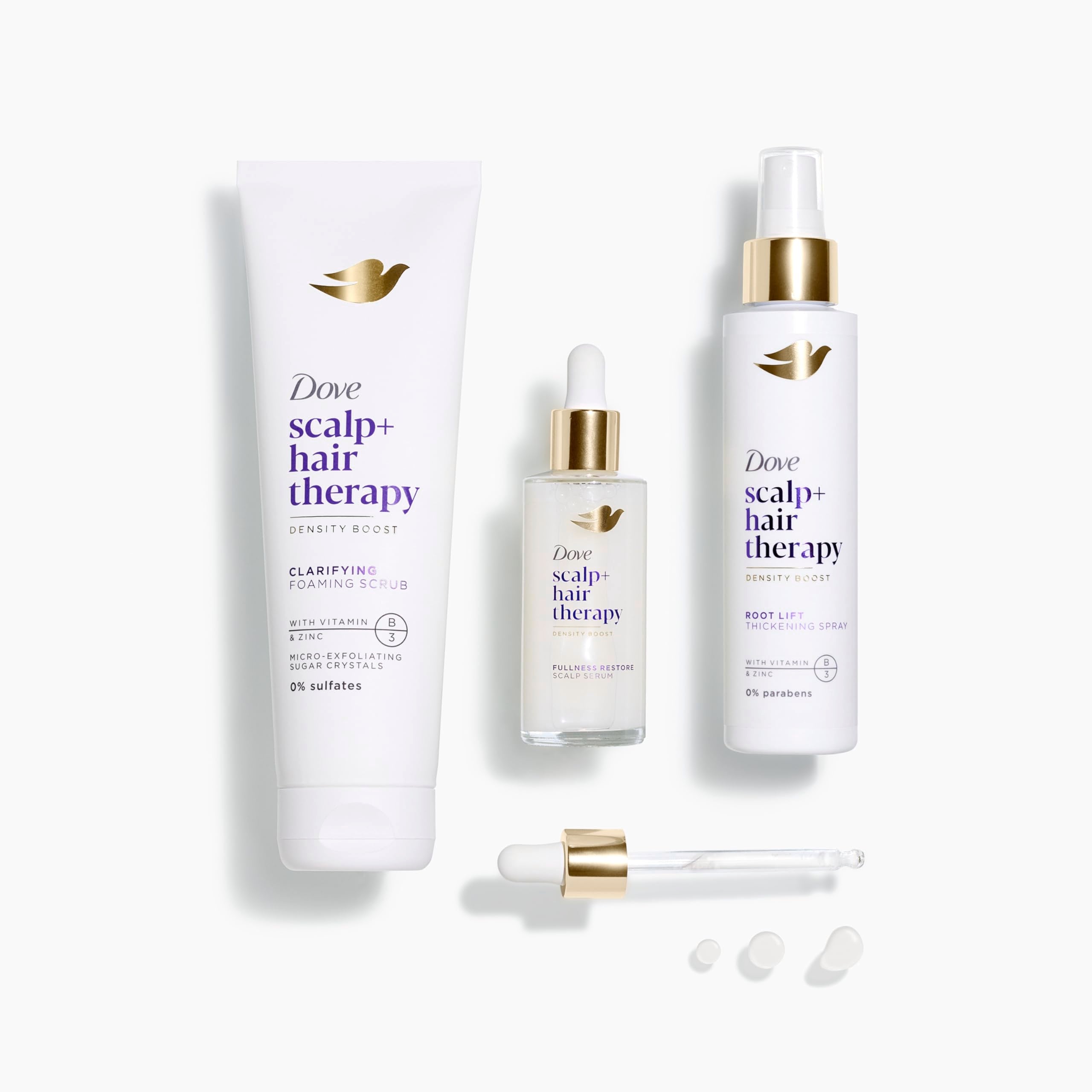 Before-after comparison of thin hair with Dove Density Boost Root Lift for added volume.