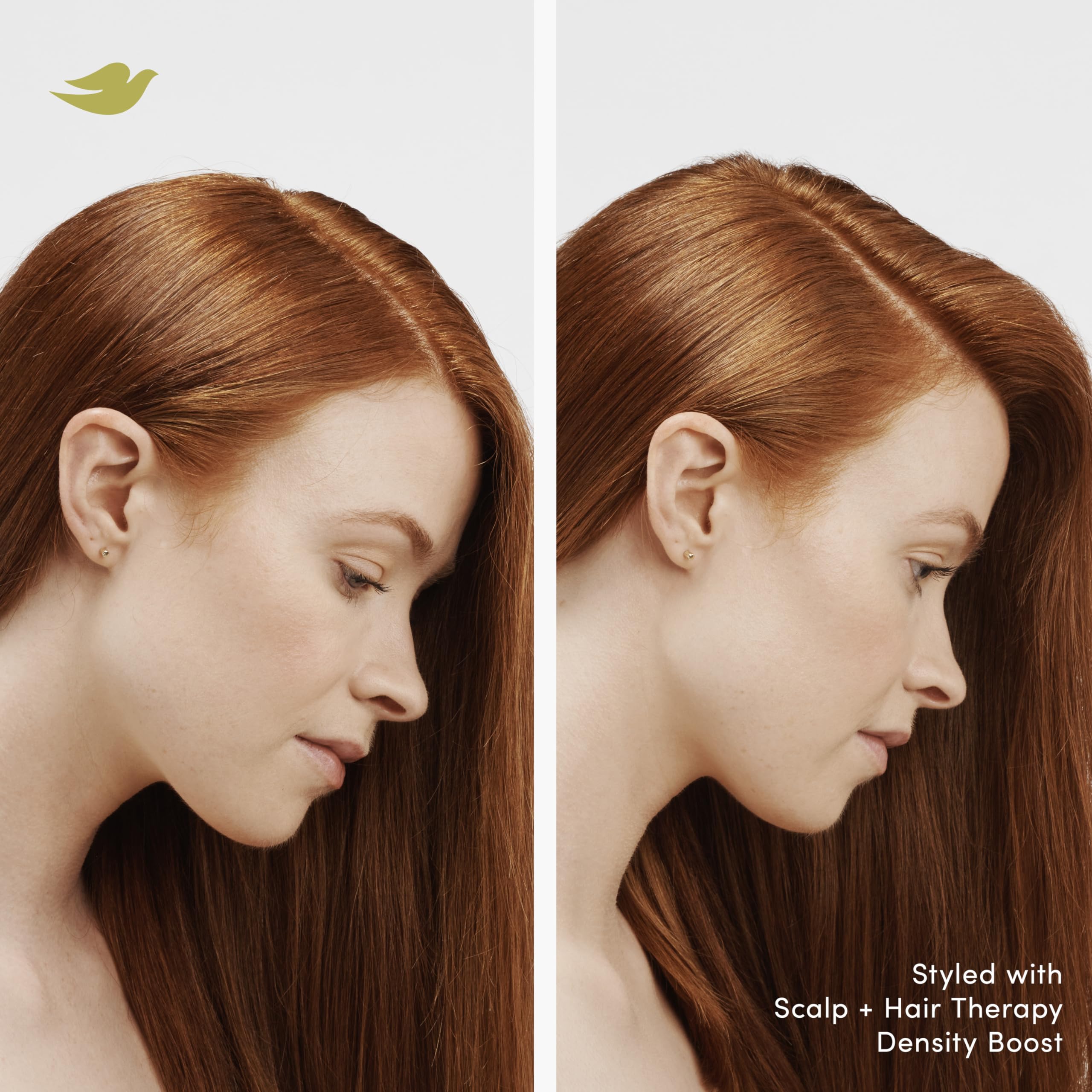 Root lift effect on mid-length hair using Dove Density Boost Root Lift.