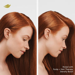 Root lift effect on mid-length hair using Dove Density Boost Root Lift.