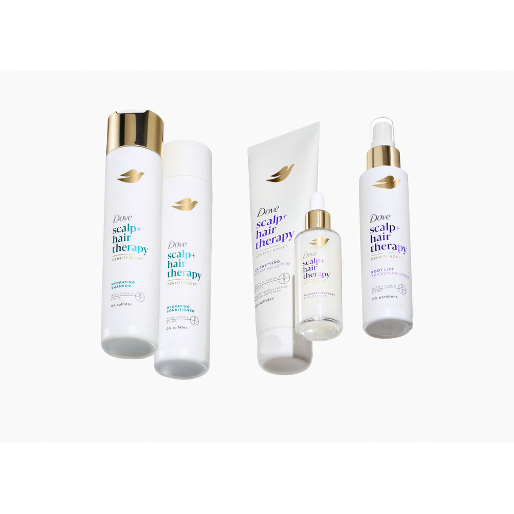 Sulfate-free formula of Dove Density Boost Root Lift depicted for gentle care.