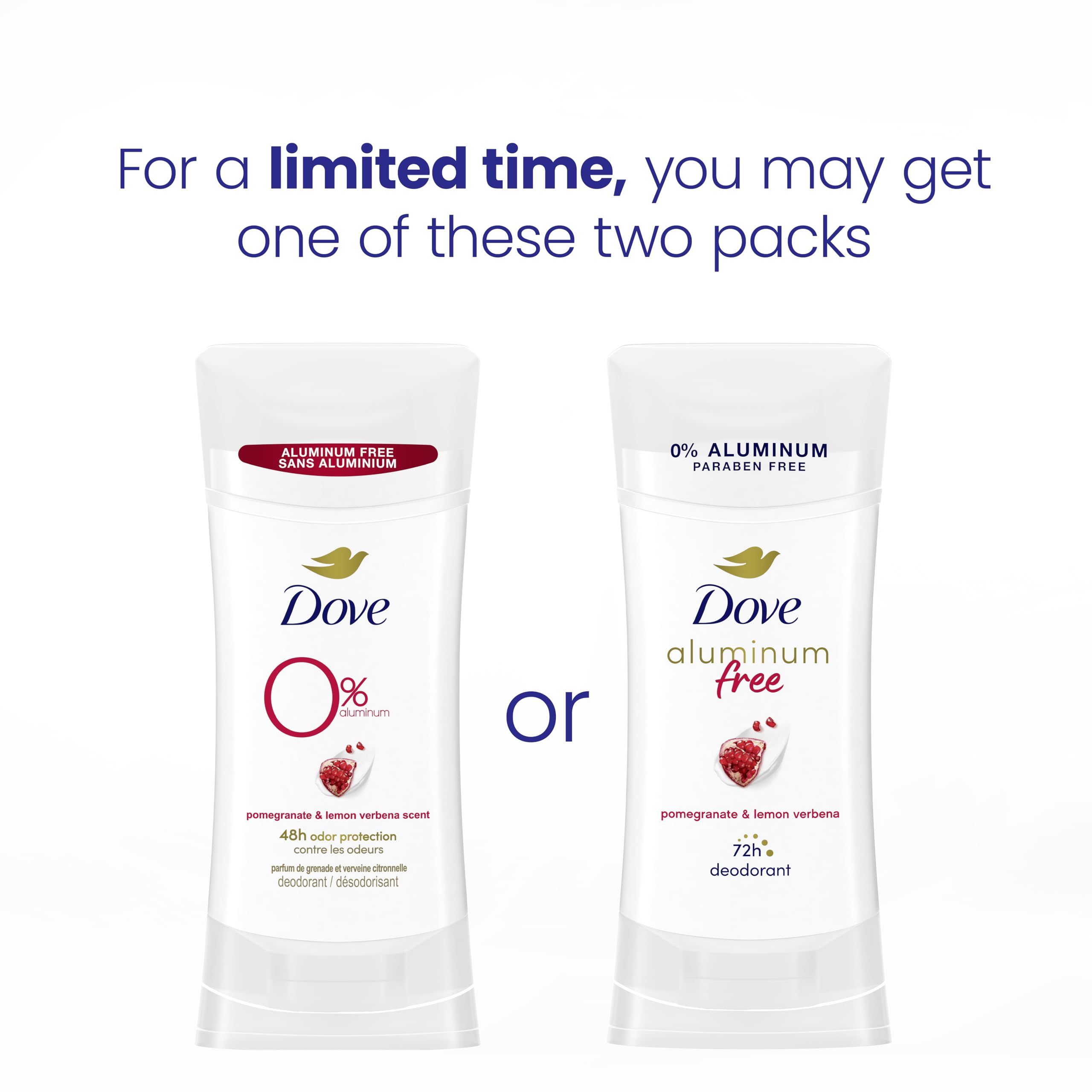 Dove aluminum-free deodorant stick gliding onto clean, dry underarm.