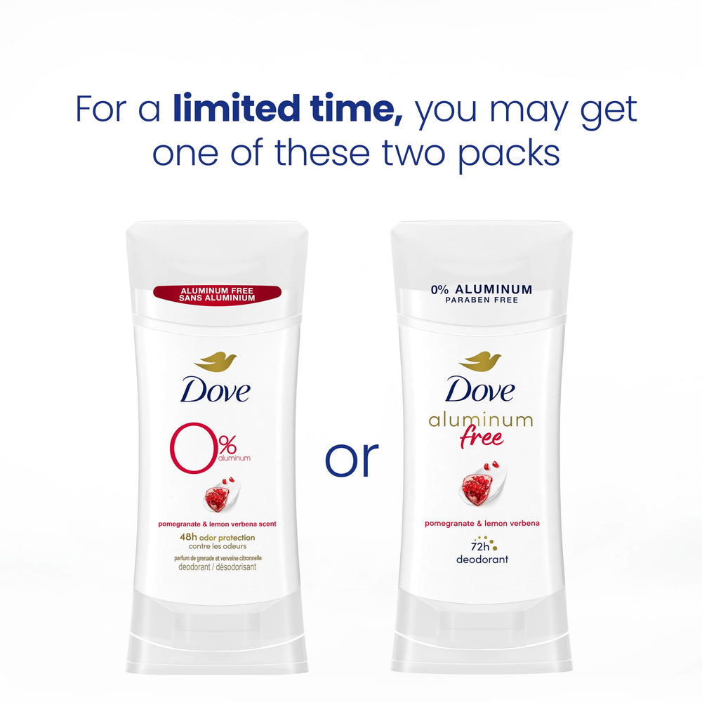 Dove aluminum-free deodorant stick gliding onto clean, dry underarm.