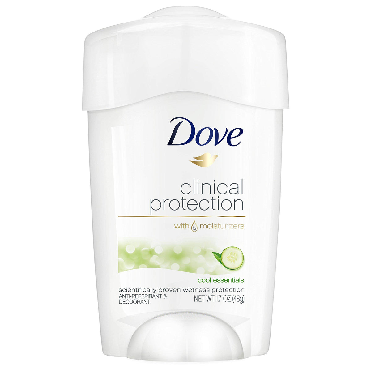 Dove Cool Essentials 4-Pack deodorant for women with 48-hour protection and moisturizers.