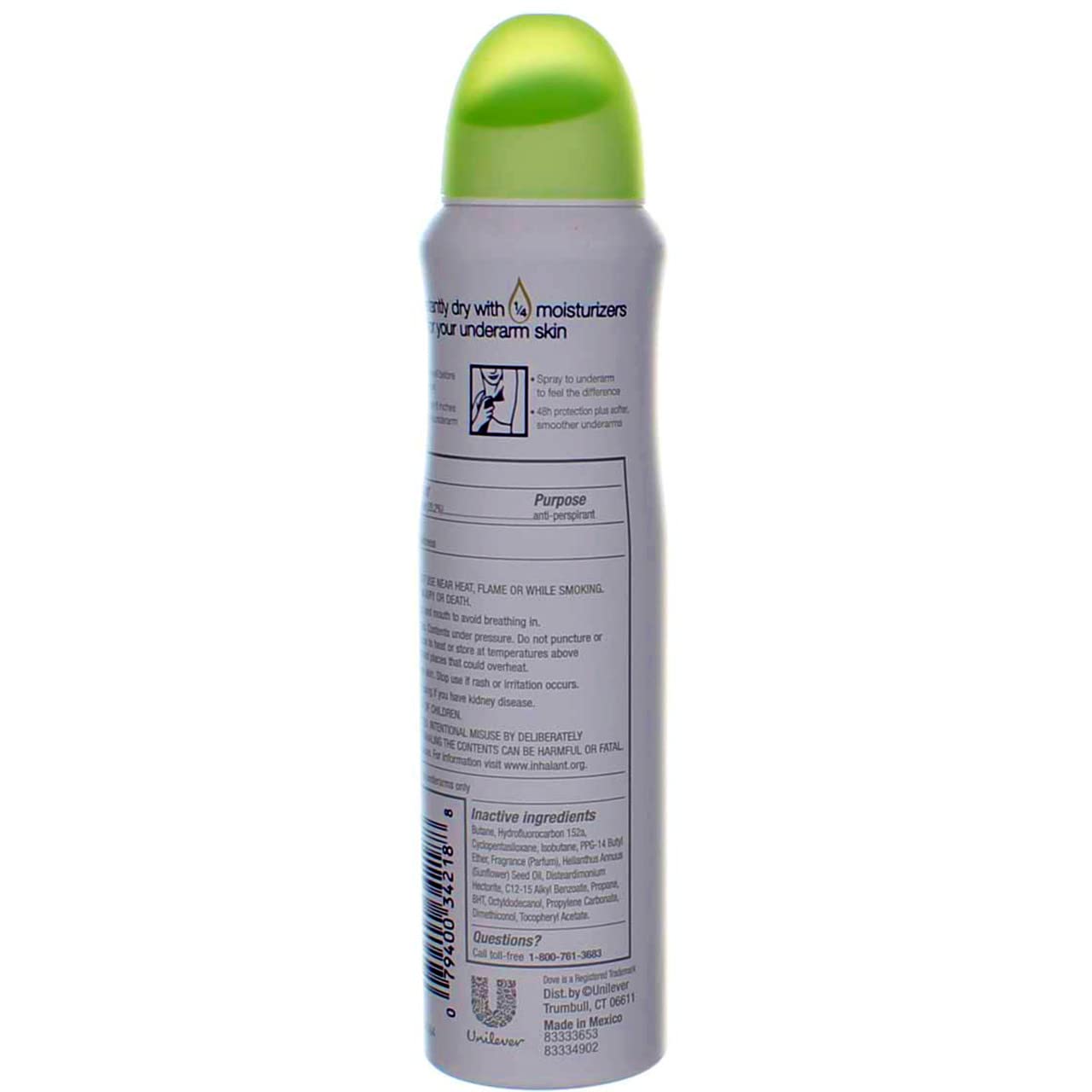 Dove Dry Spray Cool Essentials moisturizers help soften underarms after use