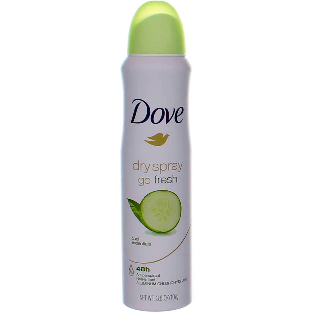 Dove Dry Spray Cool Essentials nozzle releasing a fast-drying mist for everyday wear