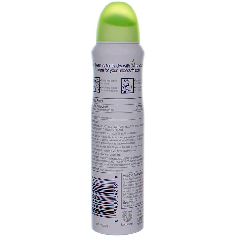 Dove Dry Spray Cool Essentials underarm application on skin illustrates easy use