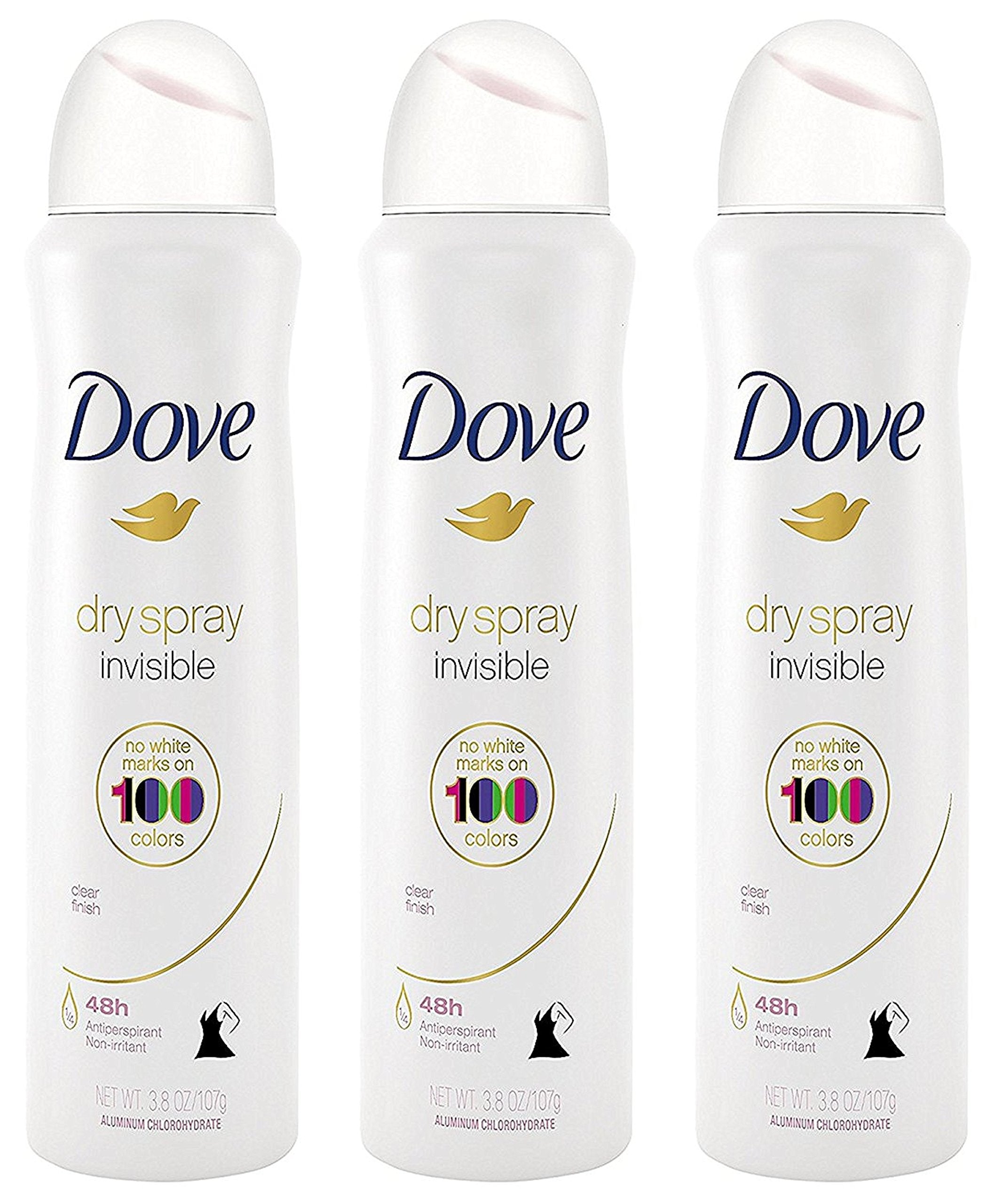 Dove Dry Spray Invisible Finish prevents white marks for seamless wear.