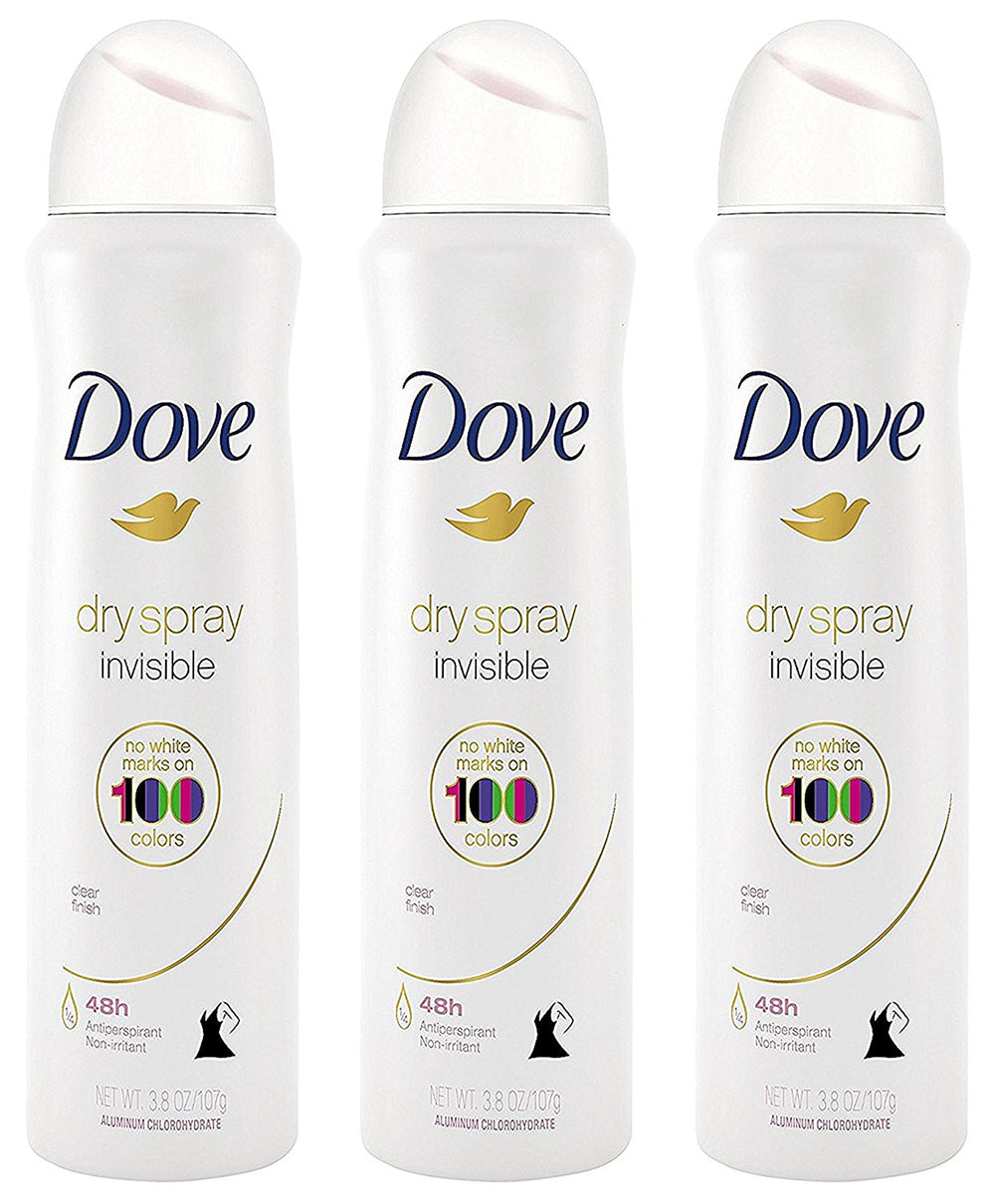 Dove Dry Spray Invisible Finish prevents white marks for seamless wear.