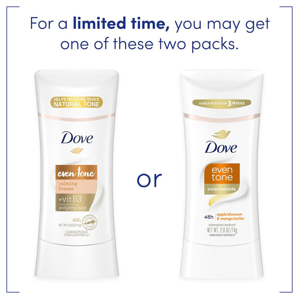No visible residue after use on underarms with Dove Even Tone Apple Blossom Deodorant Stick