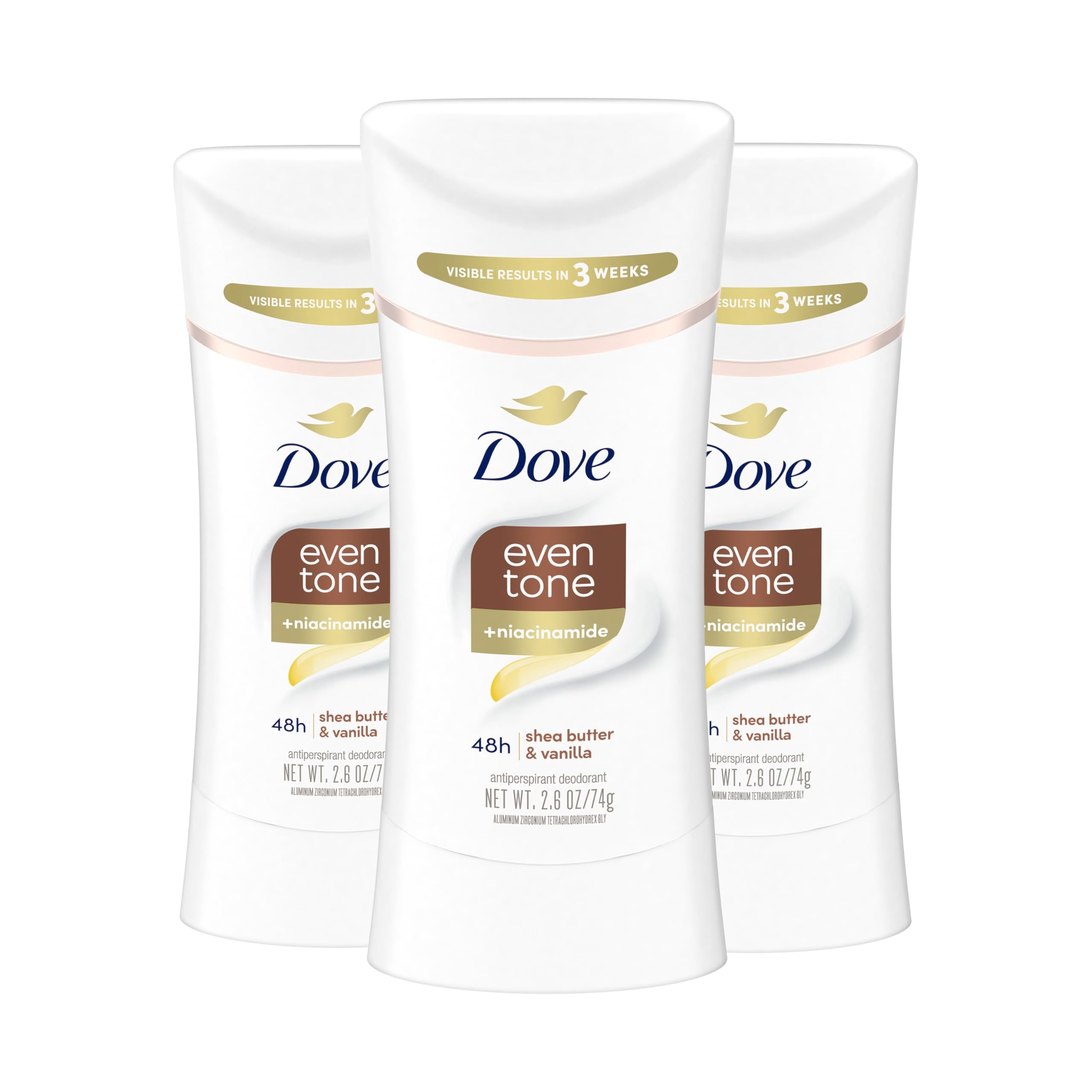 Dove Even Tone Shea Butter Vanilla stick gliding on underarm for smooth application