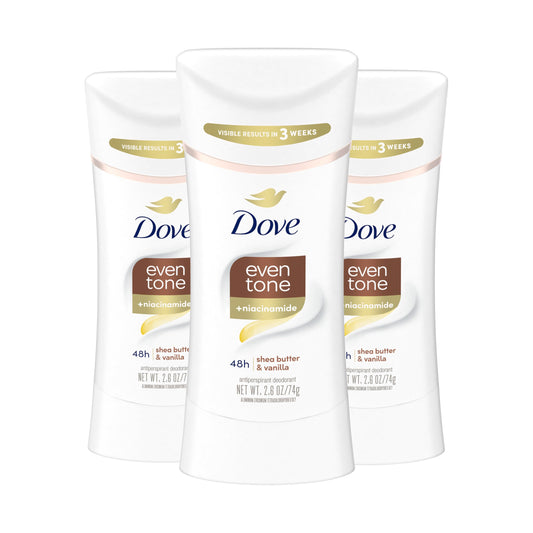 Dove Even Tone Shea Butter Vanilla stick gliding on underarm for smooth application