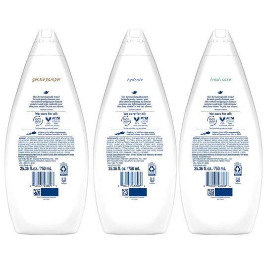 Dove Fresh Care bottle tilt highlights a refreshing cleanse for everyday freshness.