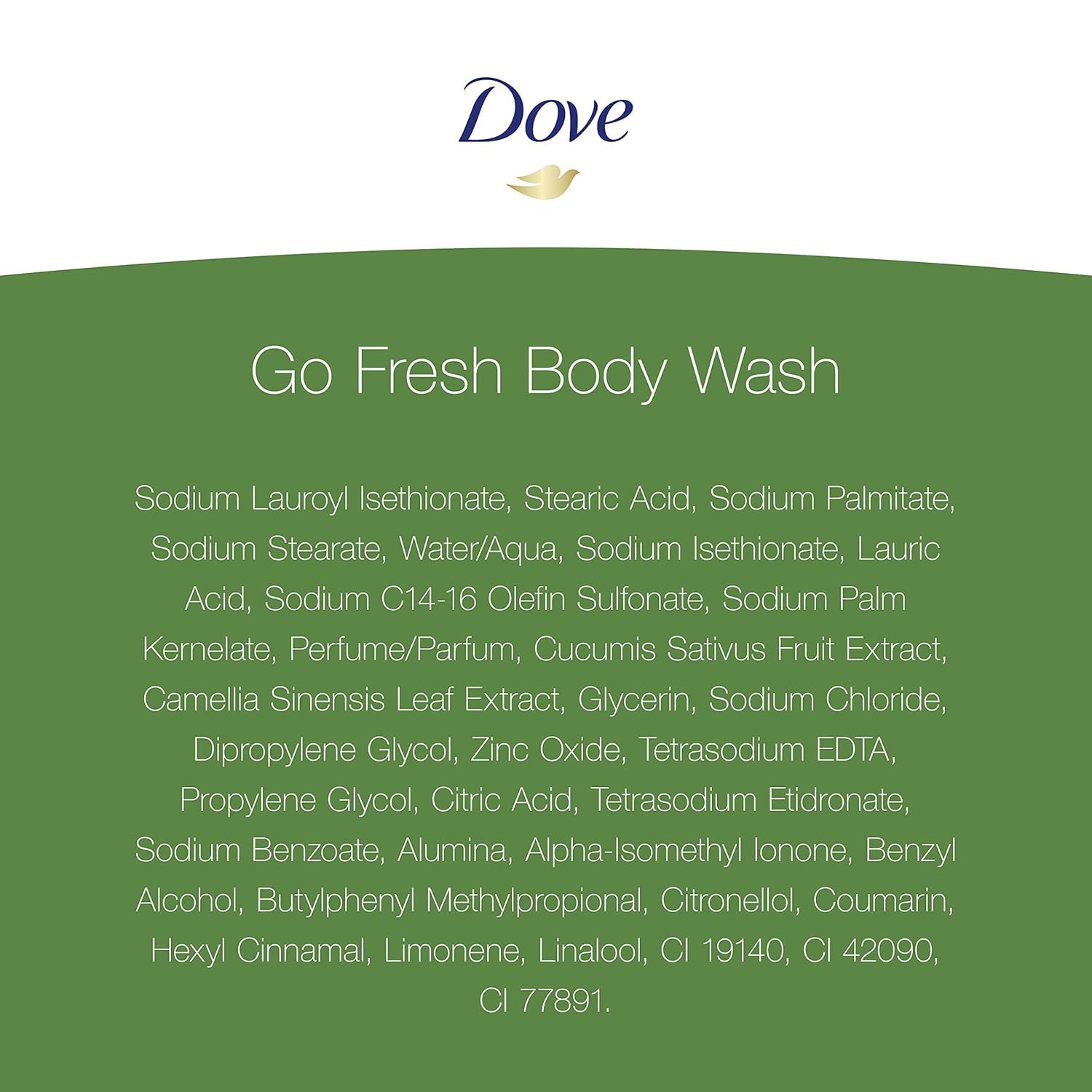 Lather from Dove Go Fresh Cucumber & Green Tea for clean skin.