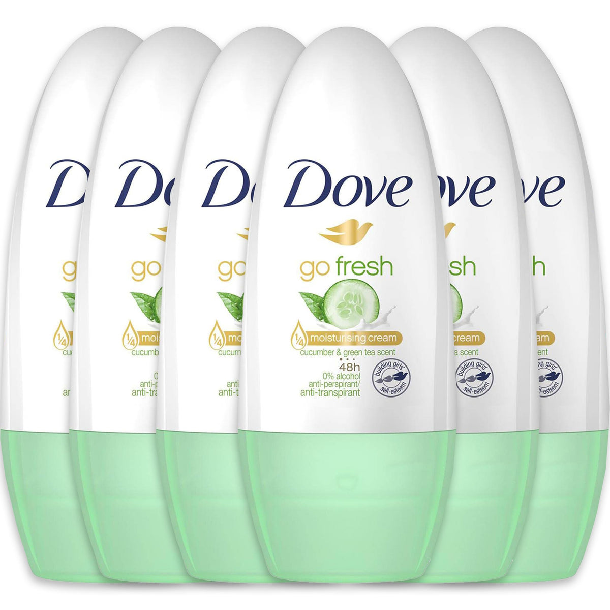Dove Go Fresh cucumber and green tea roll-on bottle for all-day freshness