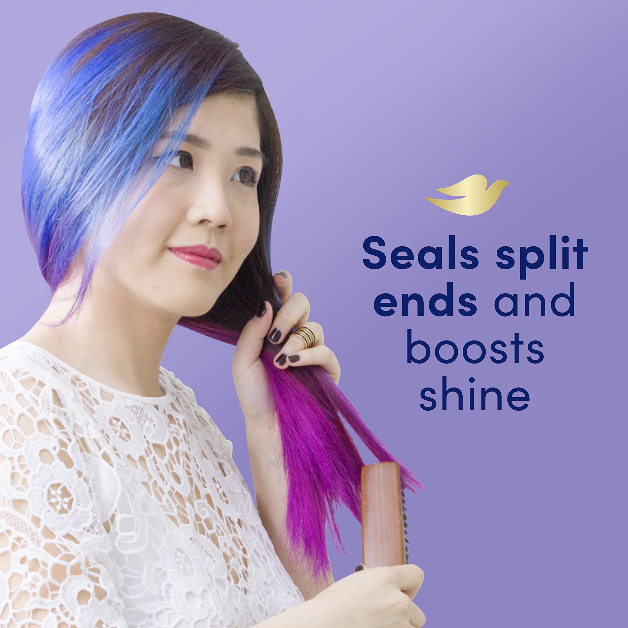 Dove Hair Therapy Brilliant Gloss bottle label emphasizing color treated hair protection